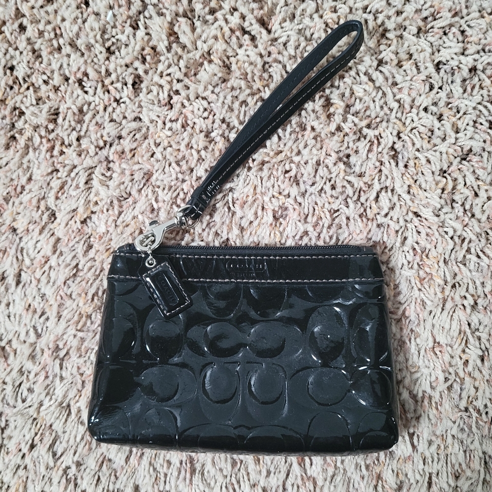 Coach black wristlet purse